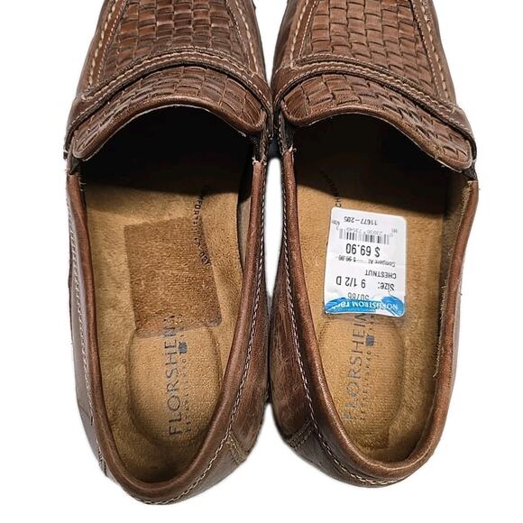 Florsheim Men\'s 9.5 D Chestnut Woven Leather Loafers Moc Toe Edenton 11677-205 main image 9